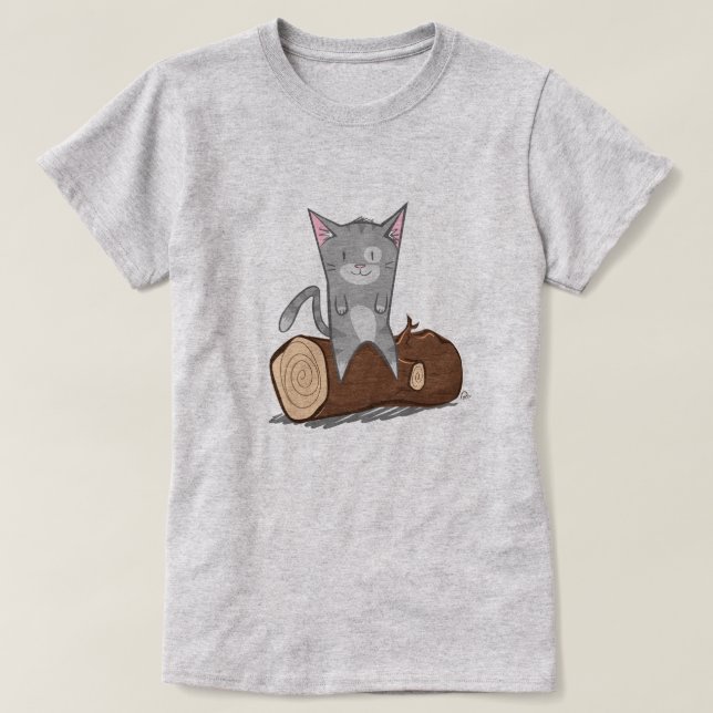 Katze ein Klotz - T - Shirt (Design vorne)