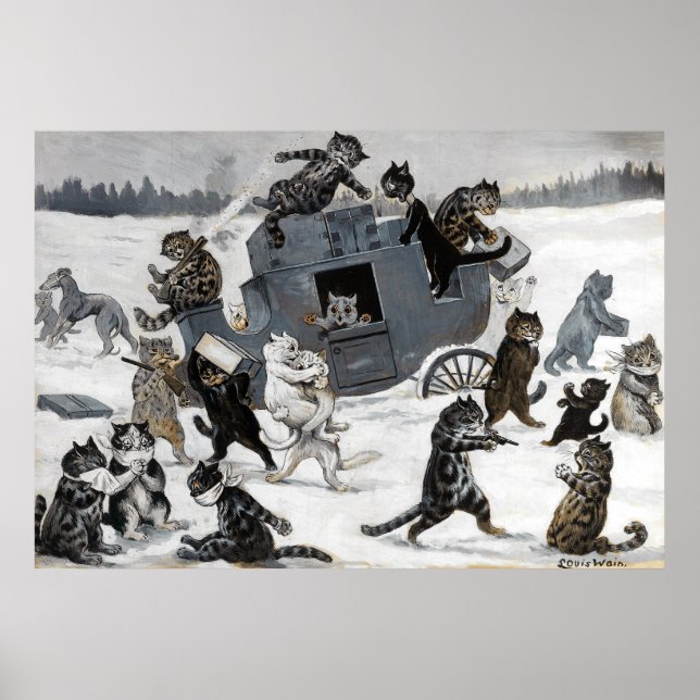 Katze Einbrecher, Louis Wain Poster (Vorne)