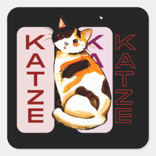 Katze, Einfache Elegante Niedliche Cat Mama Gesche Quadratischer Aufkleber