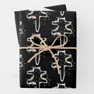 Katze eingewickelt in Weihnachtslichter Weihnachte Geschenkpapier Set