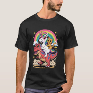 Katze Einhorn Reitet Dinosaurier T rex Kätzchen Li T-Shirt