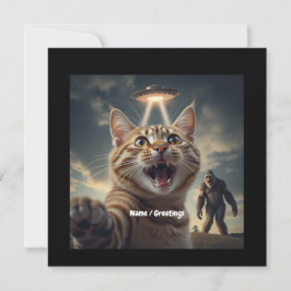 Katze Einnahme von Selfie mit UFO und Bigfoot Funn Einladung