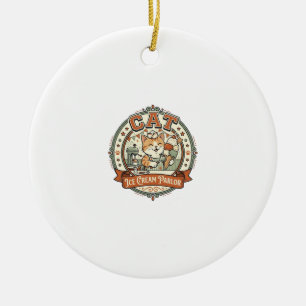 Katze Eisdiele Katze Eisdiele Katze Vint Keramik Ornament