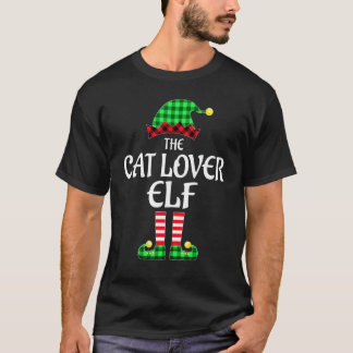 Katze Elf Büffel Kariert Passende Familien Weihnac T-Shirt