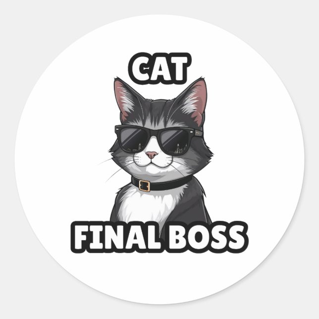 Katze Endboss Cool Sticker (Vorderseite)