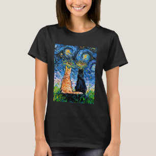 Katze Engel Sternennacht Schwarze Katze und Tabby  T-Shirt
