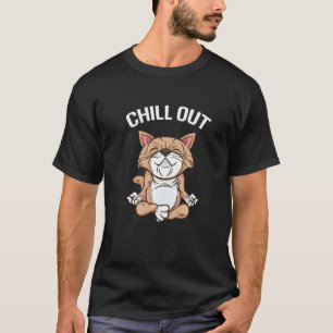 Katze entspannt Meditation Lotus-Sitz Yoga T-Shirt