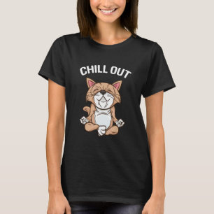 Katze entspannt Meditation Lotus-Sitz Yoga T-Shirt