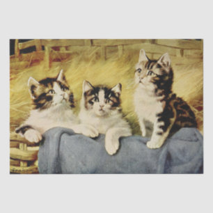 Katze Ephemera Decoupage Kittens in der Scheune Seidenpapier