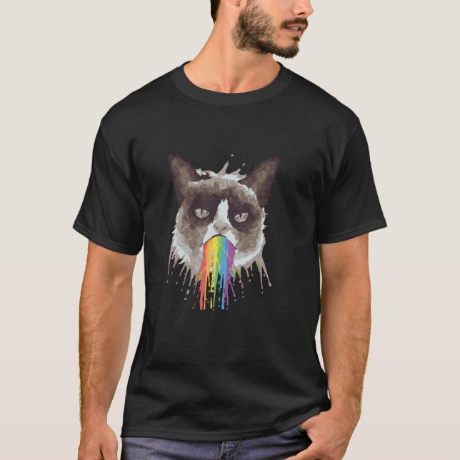 Katze Erbrechen Kotzen Regenbogen Erbrochenes T-Shirt (Vorderseite)