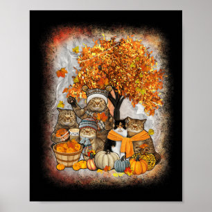Katze Erntedank Kürkin Herbstkatzenfieber Poster