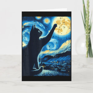 Katze erreicht Mond Sterne Nacht Lustige Kätzchen Karte