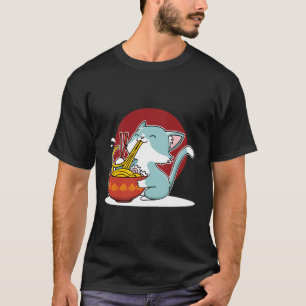Katze essen Japanisch Ramen Noodles Soup Bowl Kawa T-Shirt