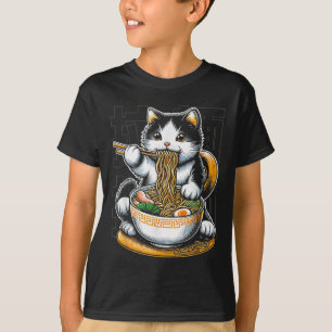 Katze essen Ramen Nahrung Katze Lover Ramen Noodle T-Shirt