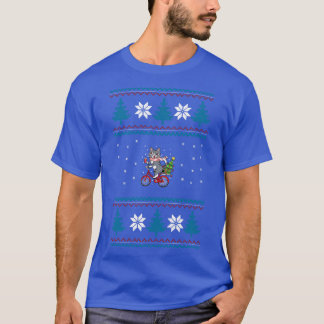 Katze Fahrrad Hässliches Weihnachten T-Shirt