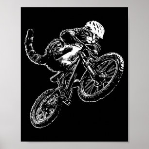 Katze fährt Fahrrad mit Helm Mountainbiken Poster