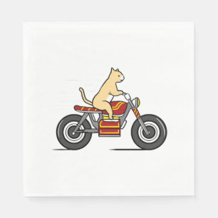 Katze fährt Motorrad Serviette
