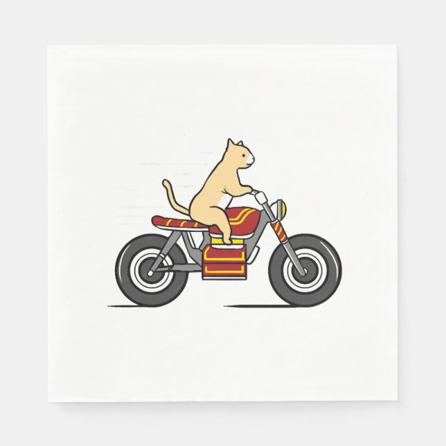 Katze fährt Motorrad Serviette (Vorderseite)