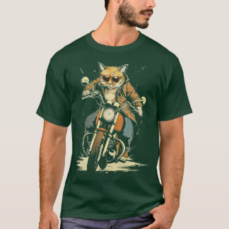 Katze fährt Motorrad T-Shirt