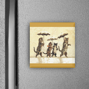 Katze Familie mit Schneeschuhwandern Magnet