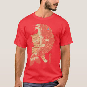 Katze fängt Karpfen T-Shirt
