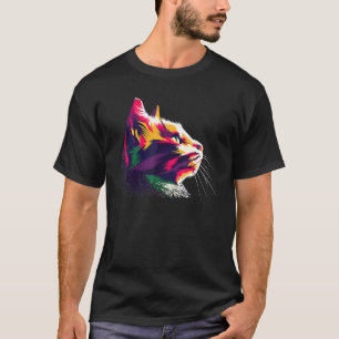 Katze  Farbige Katzenkopf-Grafik Kunst T-Shirt