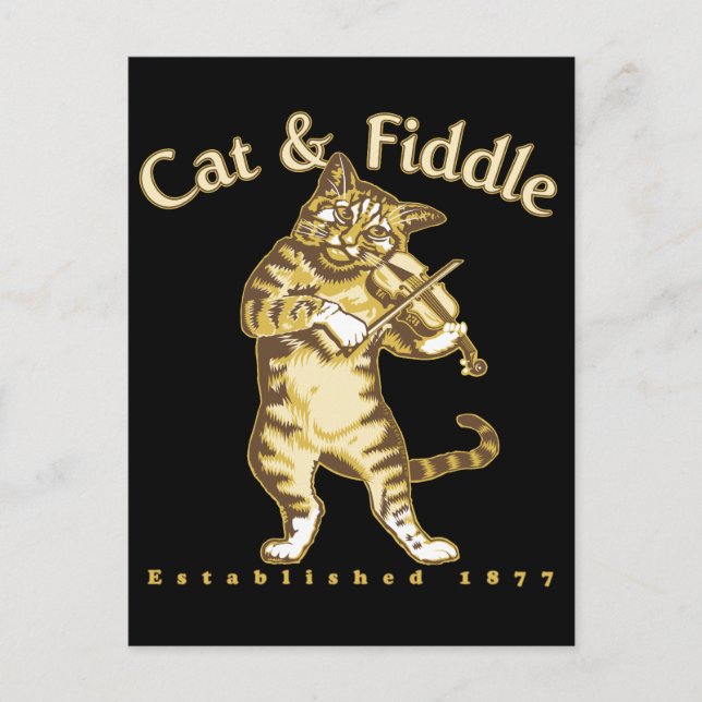 Katze & Fiedel Postkarte (Vorderseite)