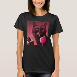 Katze Flamingo Schokolade T-Shirt