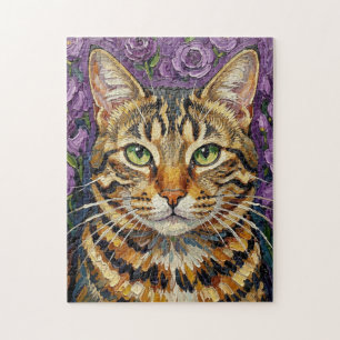 Katze & Floral Süße künstlerische Katze Puzzle
