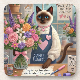 Katze Florist mit Blume für Cat Mama Muttertag Getränkeuntersetzer