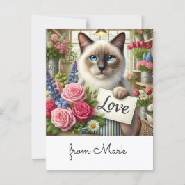 Katze Florist mit Liebe Postkarte