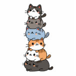 Katze Fotoskulptur Magnet<br><div class="desc">Adorable Haufen von niedlichen Kawaii Cartoon Katzen,  jedes stapelt eine auf der anderen,  jedes ein anderes Aussehen und Farbe.</div>
