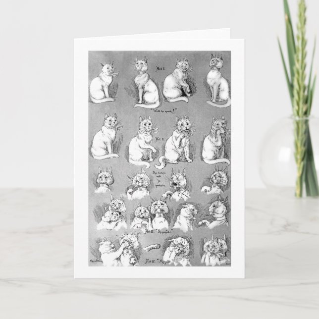 Katze, Freundschaft & Ehe, Braut, Louis Wain Karte (Vorderseite)