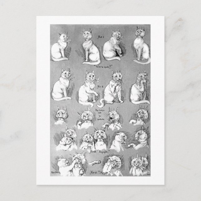 Katze, Freundschaft & Ehe, Braut, Louis Wain Postkarte (Vorderseite)