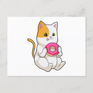 Katze frisst Donut Postkarte