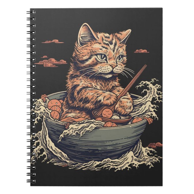 Katze frisst Ramen, Wave of Kanawaga Notizblock (Vorderseite)