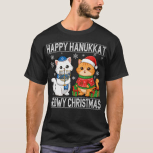 Katze Frohe Weihnachten Frohes Chanukka T-Shirt