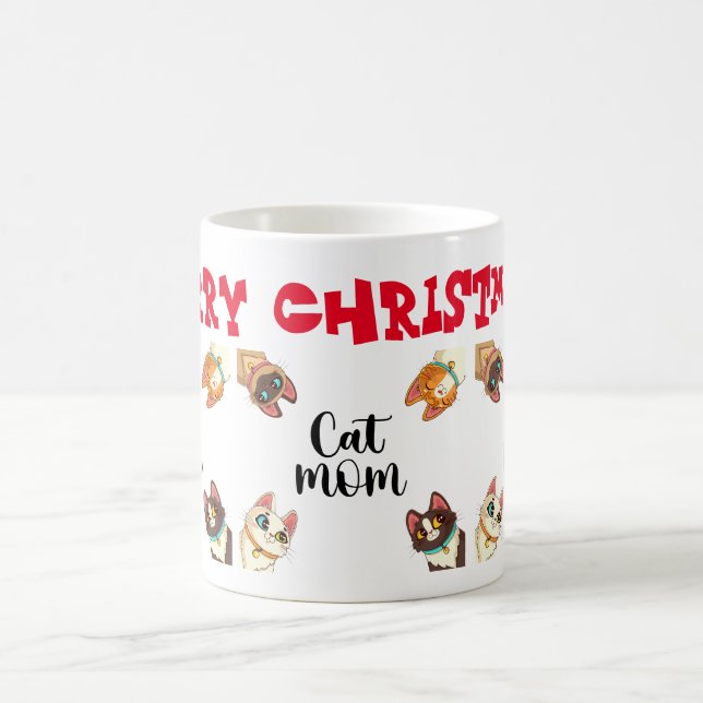 Katze Frohe Weihnachten  Kaffeetasse (Mittel)