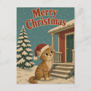 Katze Frontveranda Tier Weihnachten Postkarte
