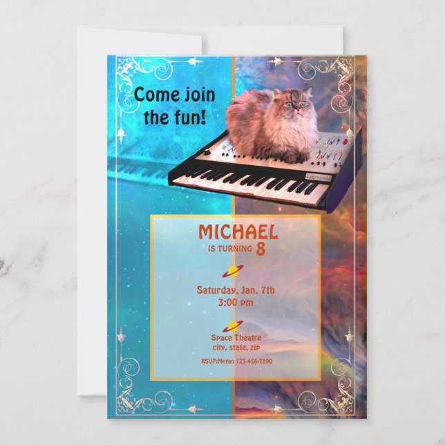 Katze Funny Birthday Einladung (Vorderseite)