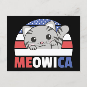 Katze für den vierten Juli USA-Flagge Meowica Post Postkarte