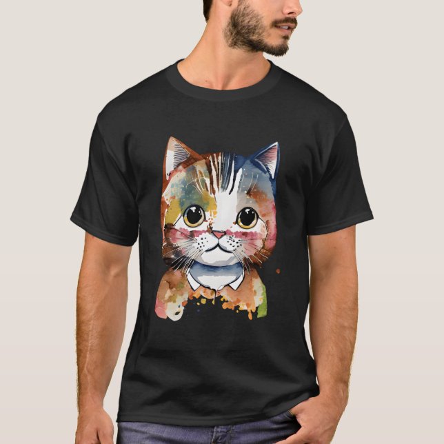 Katze für Kitten farbenfrohe Adoption T-Shirt (Vorderseite)
