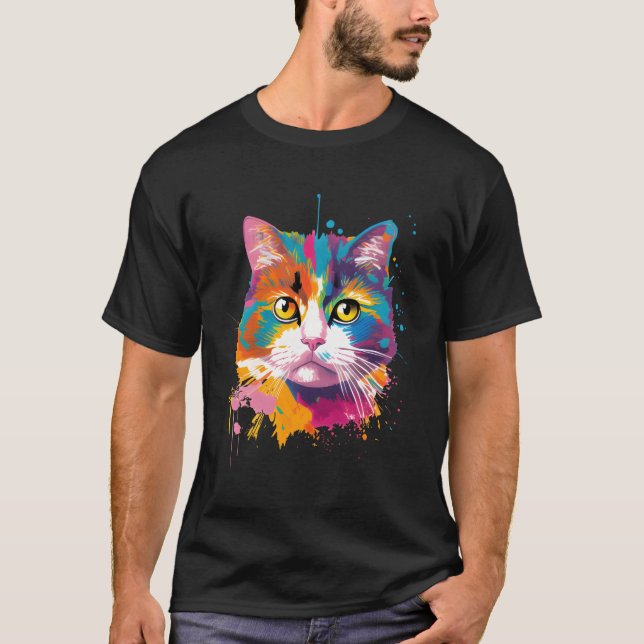 Katze für Kitten farbenfrohe Adoption T-Shirt (Vorderseite)