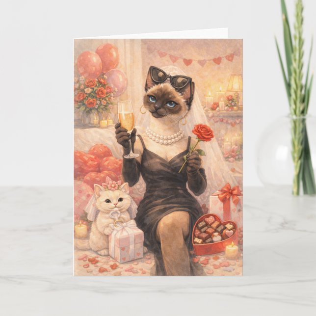 Katze für Valentinstag  Karte (Vorderseite)