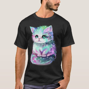Katze Galaxy Pastell Regenbogen bunt Süße Katze fa T-Shirt