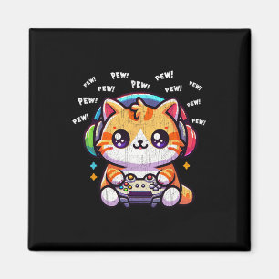 Katze Gamer Pew Lustiges Video Spiele Vintage Jung Magnet
