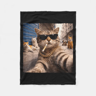 Katze Gangster Straßenkatzen Selfie Lustiges Meme Fleecedecke