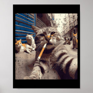 Katze Gangster Straßenkatzen Selfie Lustiges Meme Poster