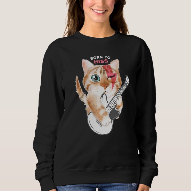 Katze Geboren zu seiner Rock Fan Cat Liebe Katzen  Sweatshirt (Vorderseite)