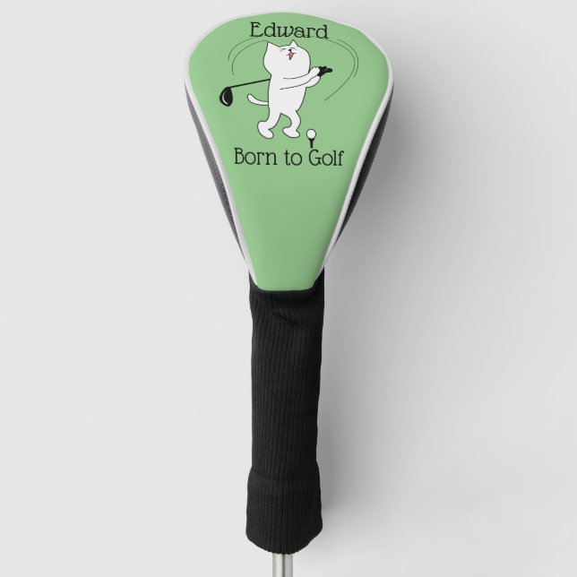 Katze Geboren zum Golf Headcover (Vorderseite)
